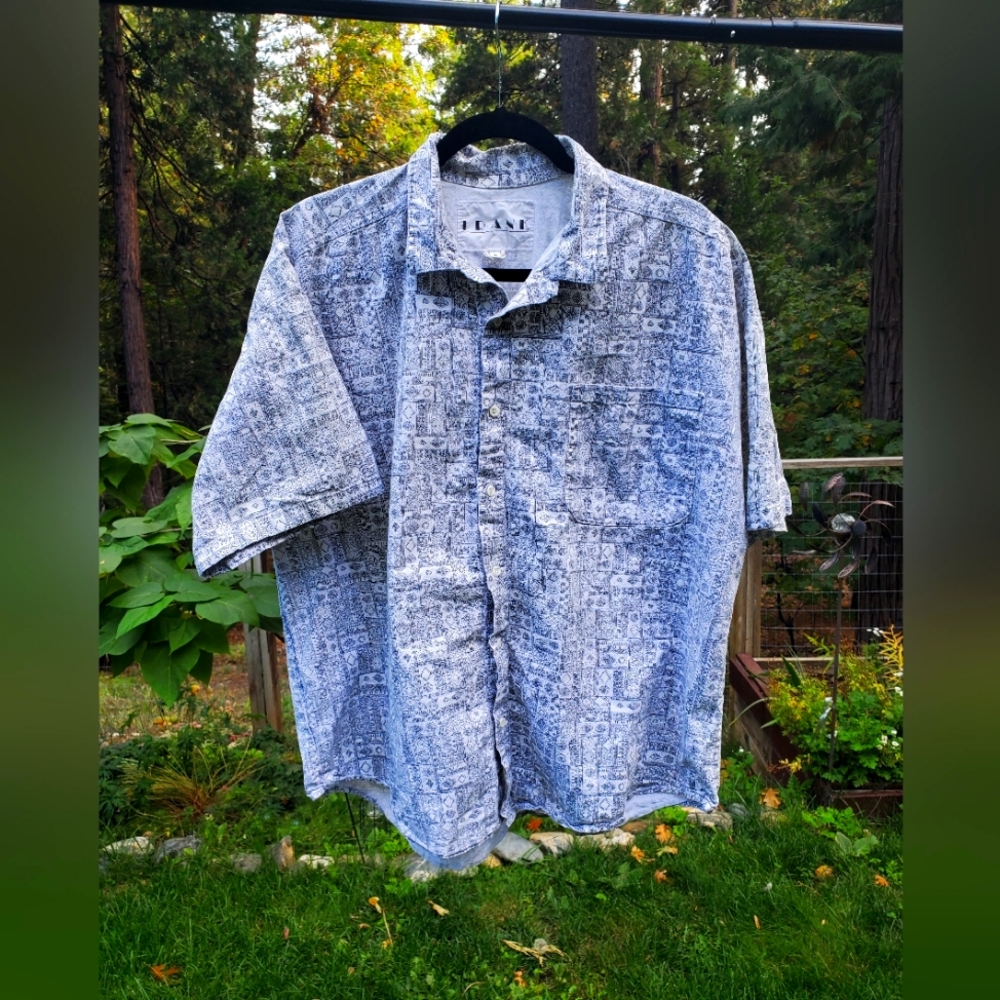 80's Vintage Abstract Button Down Shirt L